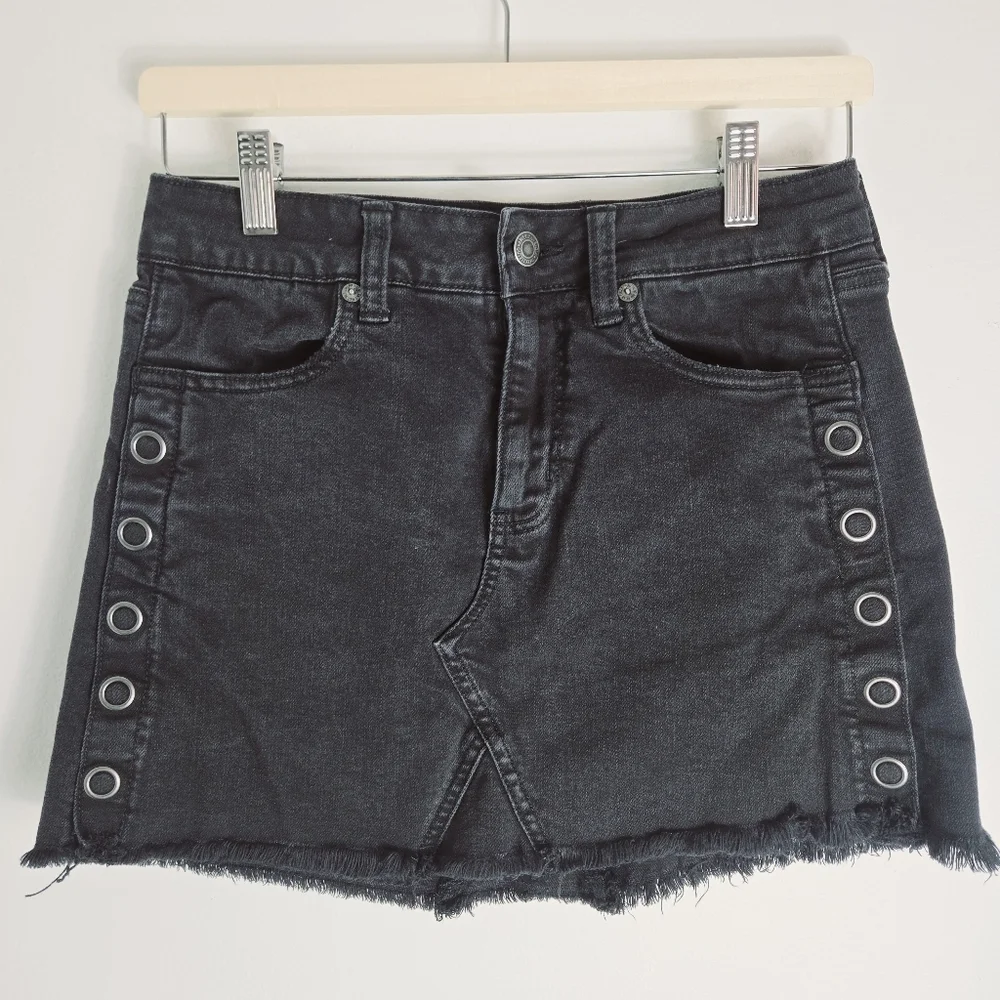 American Eagle Outfitters Super Stretch Washed Black Denim Mini Dress